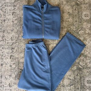 NWT Cotton Lounge Set - Blue 2 Piece Sweat Set Loungewear Casual Athleisure XL